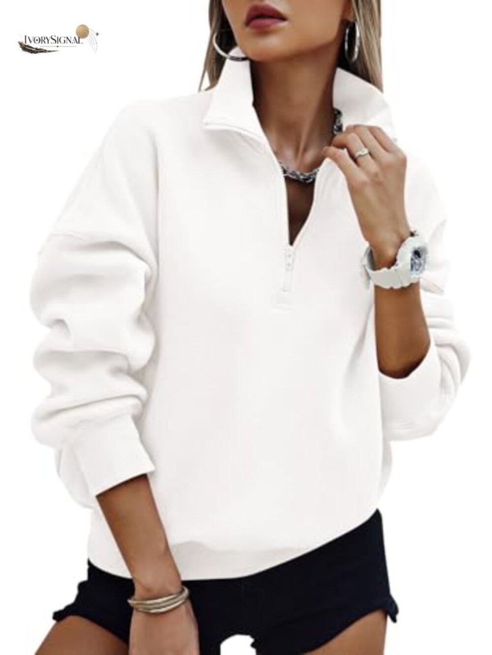 Women's Half Zip Oversized Fleece Pullover Sweatshirt